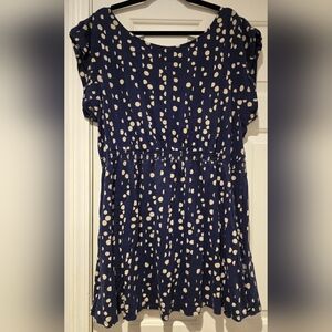 Women's Old Navy Maternity Dress Blue With Grey Polka Dots Size XXL Comfortable